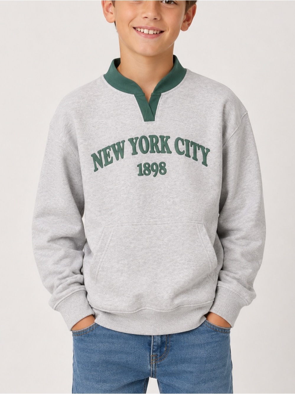 Vintage Havana NYC Sweatshirt Kids 10/12 Green Collar